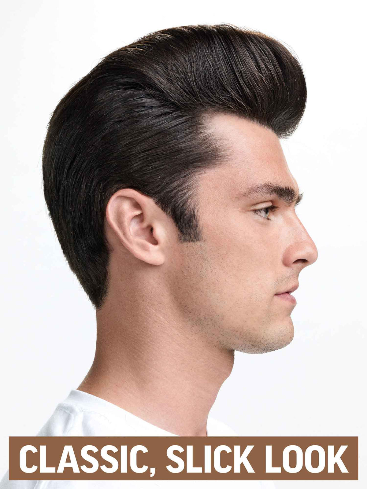 American Crew Pomade — model with a classic, slick styled look