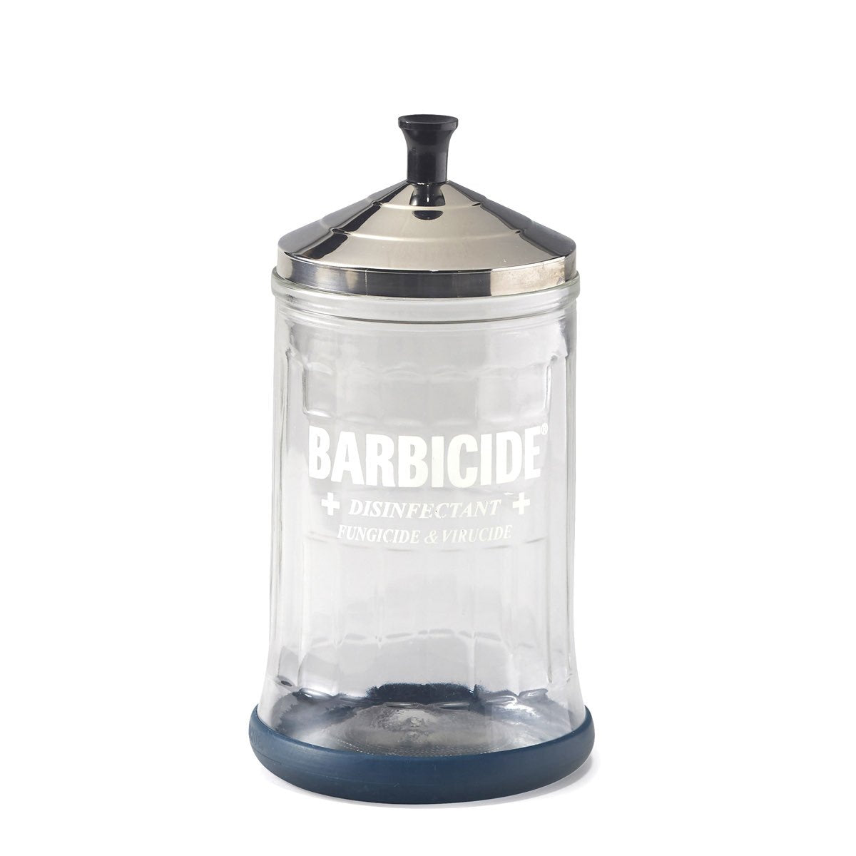 Barbicide glass jar with stainless steel lid