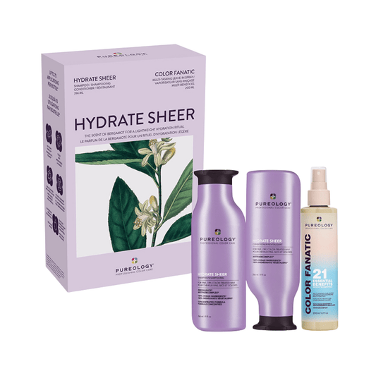 Hydrate Sheer Holiday Trio - gift carton with Hydrate Sheer Shampoo 266 ml, Hydrate Sheer Conditioner 266 ml and Color Fanatic 21-in-1 Leave-In Spray 200 ml