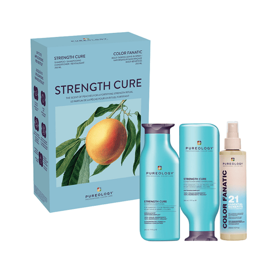 Strength Cure Holiday Trio - gift carton with Strength Cure Shampoo 266 ml, Strength Cure Conditioner 266 ml and Color Fanatic 21-in-1 Leave-In Spray 200 ml