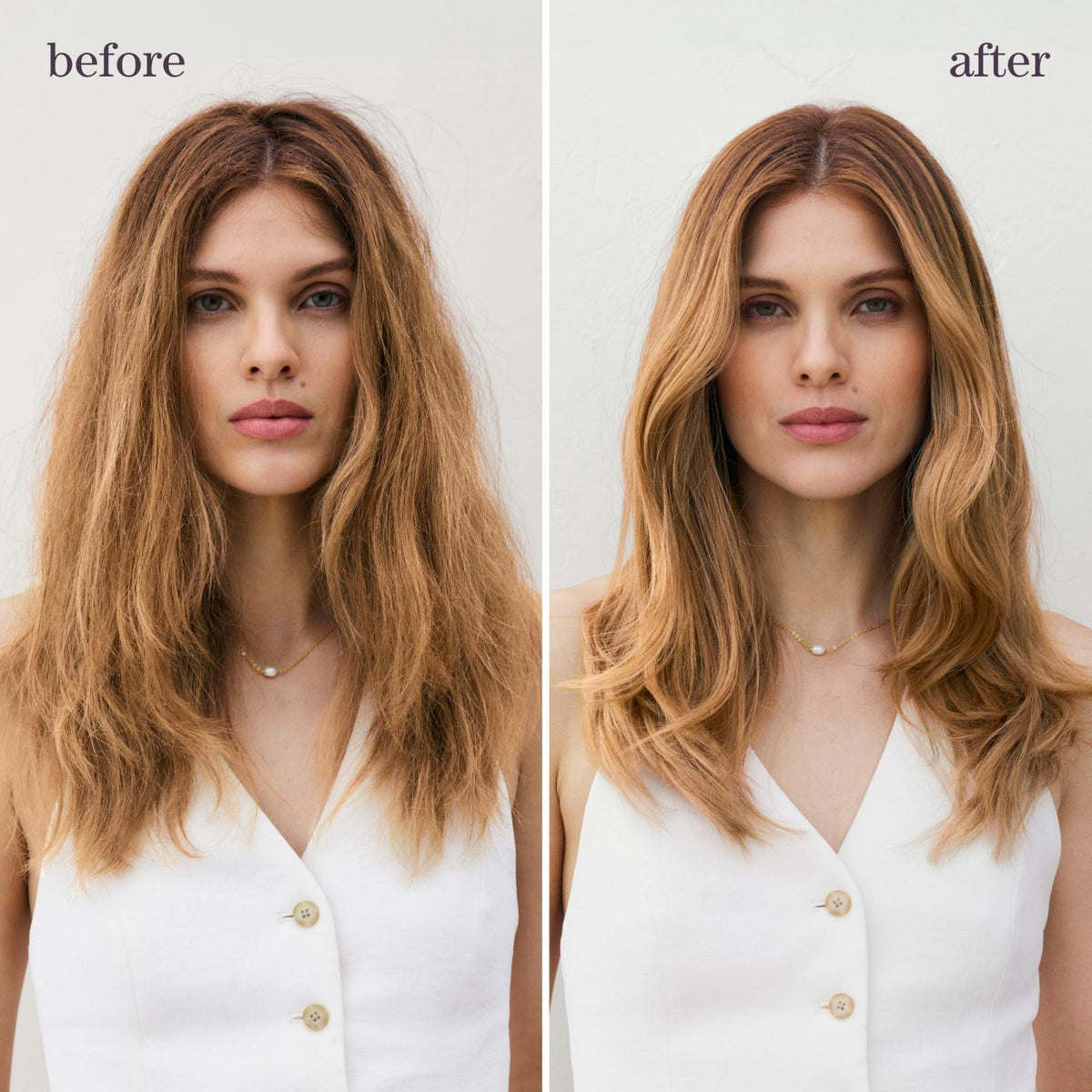 Strength Cure Discovery Trio 2025 - before and after on damaged colour-treated hair