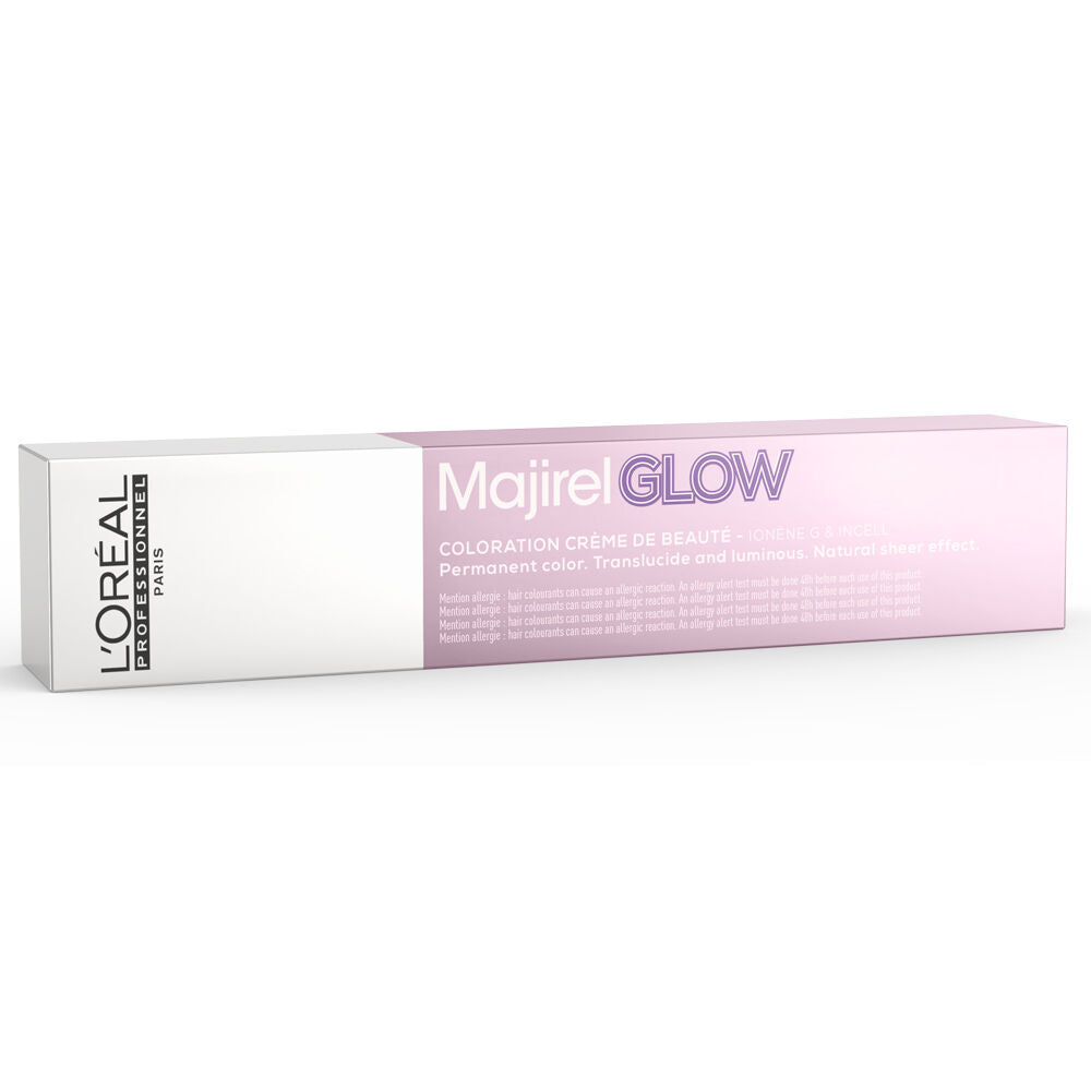 L'Oréal Professionnel Majirel Glow Translucent Permanent Colour — 50 ml tube and carton, front label, plain white background