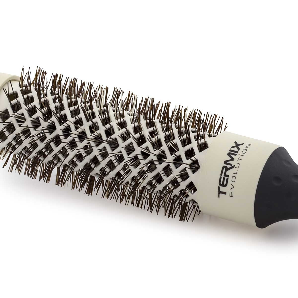 Termix Evolution Soft ionized nylon bristles and PTFE vented barrel, close-up