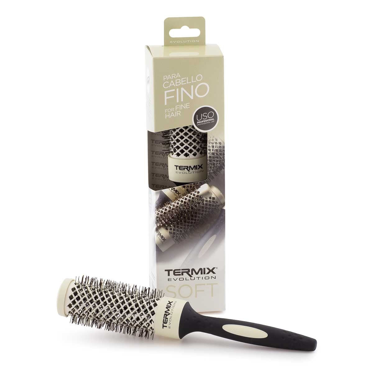 Termix Evolution Soft thermal round brush for fine hair with its box