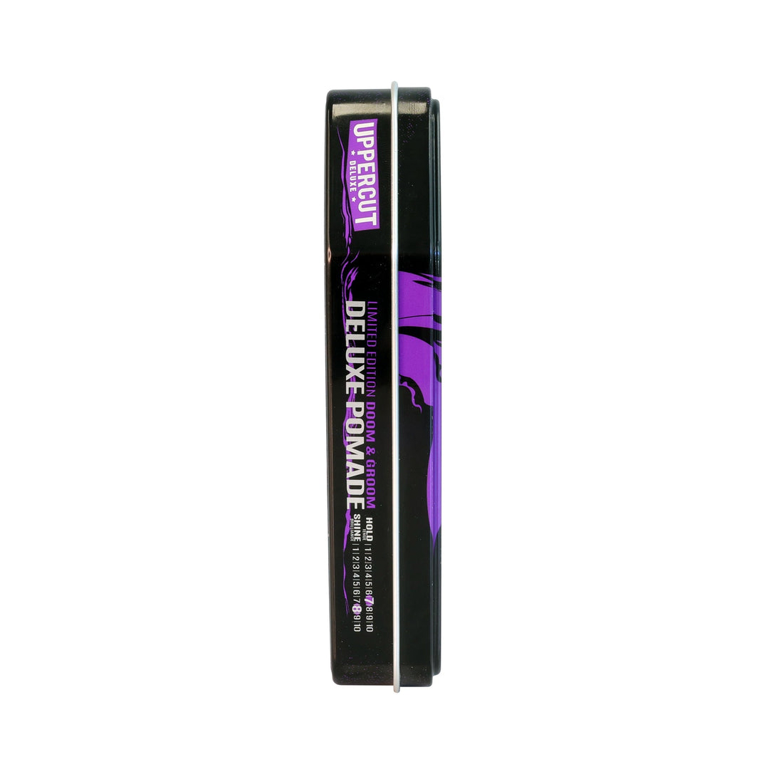 Uppercut Deluxe Doom & Groom Pomade — 120 g coffin tin shown on its edge, plain white background