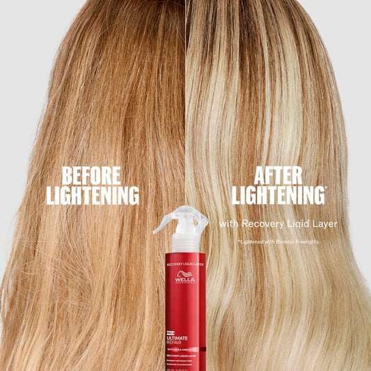 Before and after lightening with Recovery Liquid Layer
