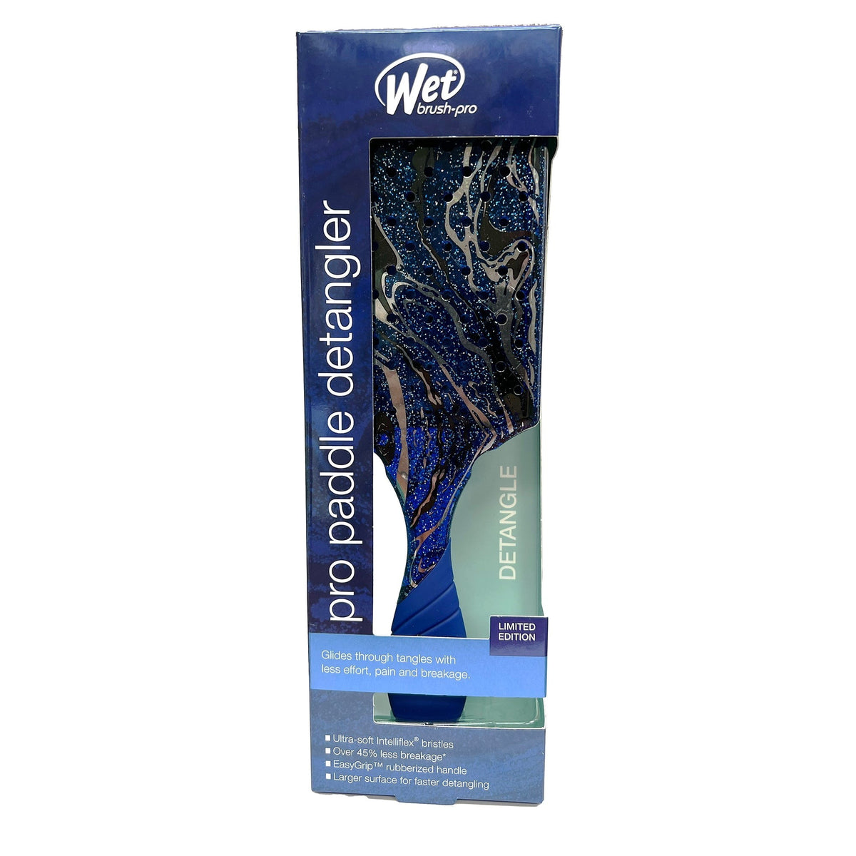 Wetbrush Pro Paddle Detangler Mineral Sparkle — Blue paddle brush, product photo