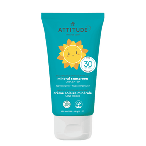 Baby & Kids Moisturizer Mineral Sunscreen : SPF 30 - Unscented / 150g (5,2 OZ.) - ProCare Outlet by Attitude