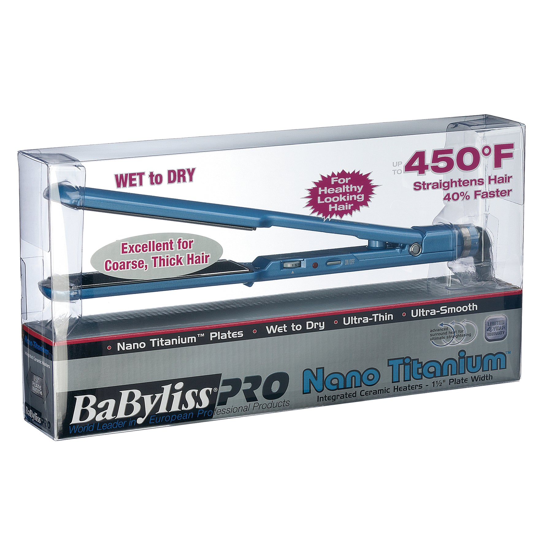 BaBylissPRO Nano Titanium 1-1/2" Wet-To-Dry Ultra-Thin Flat Iron