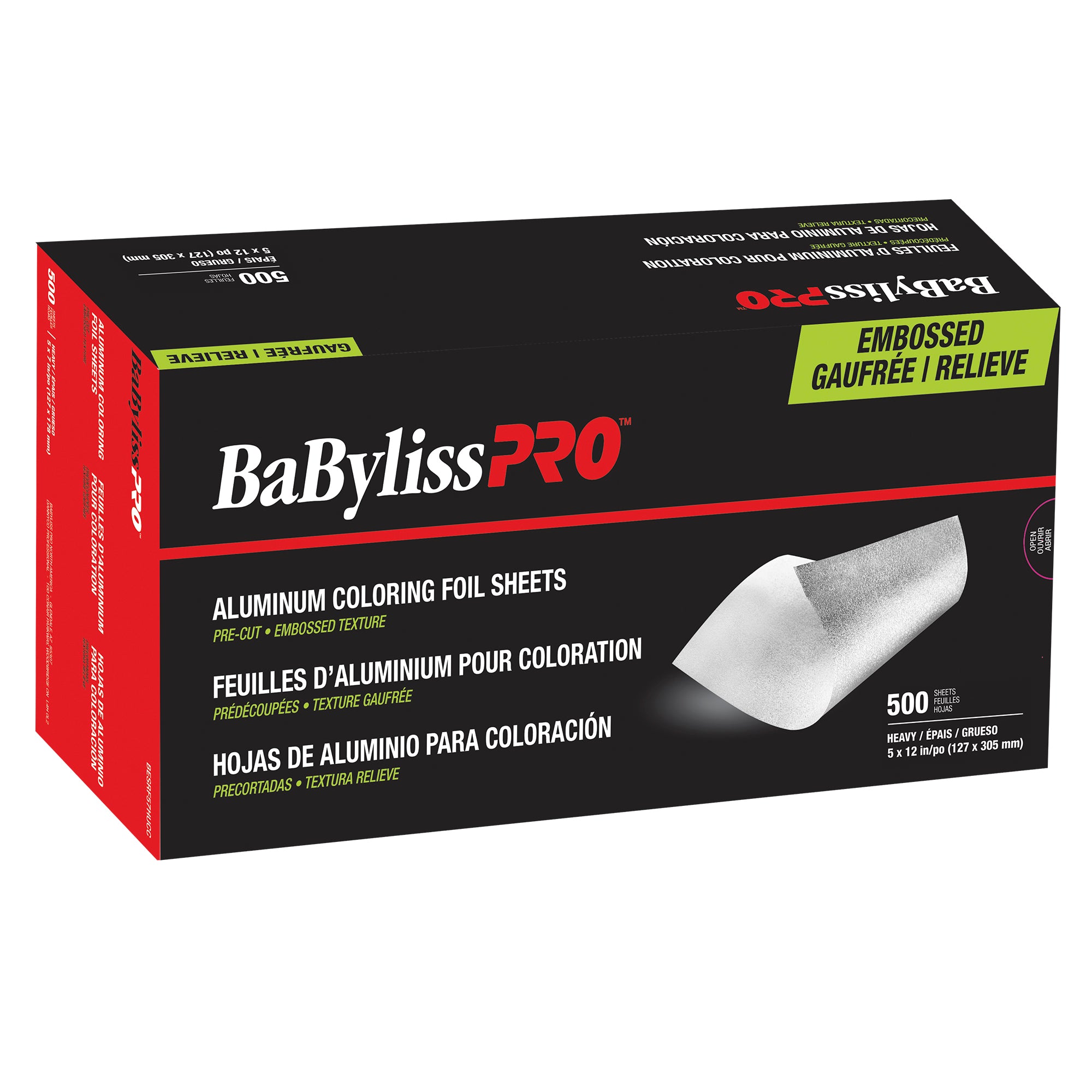 BaBylissPRO Aluminum Coloring Foil, 500 Sheets embossed heavy