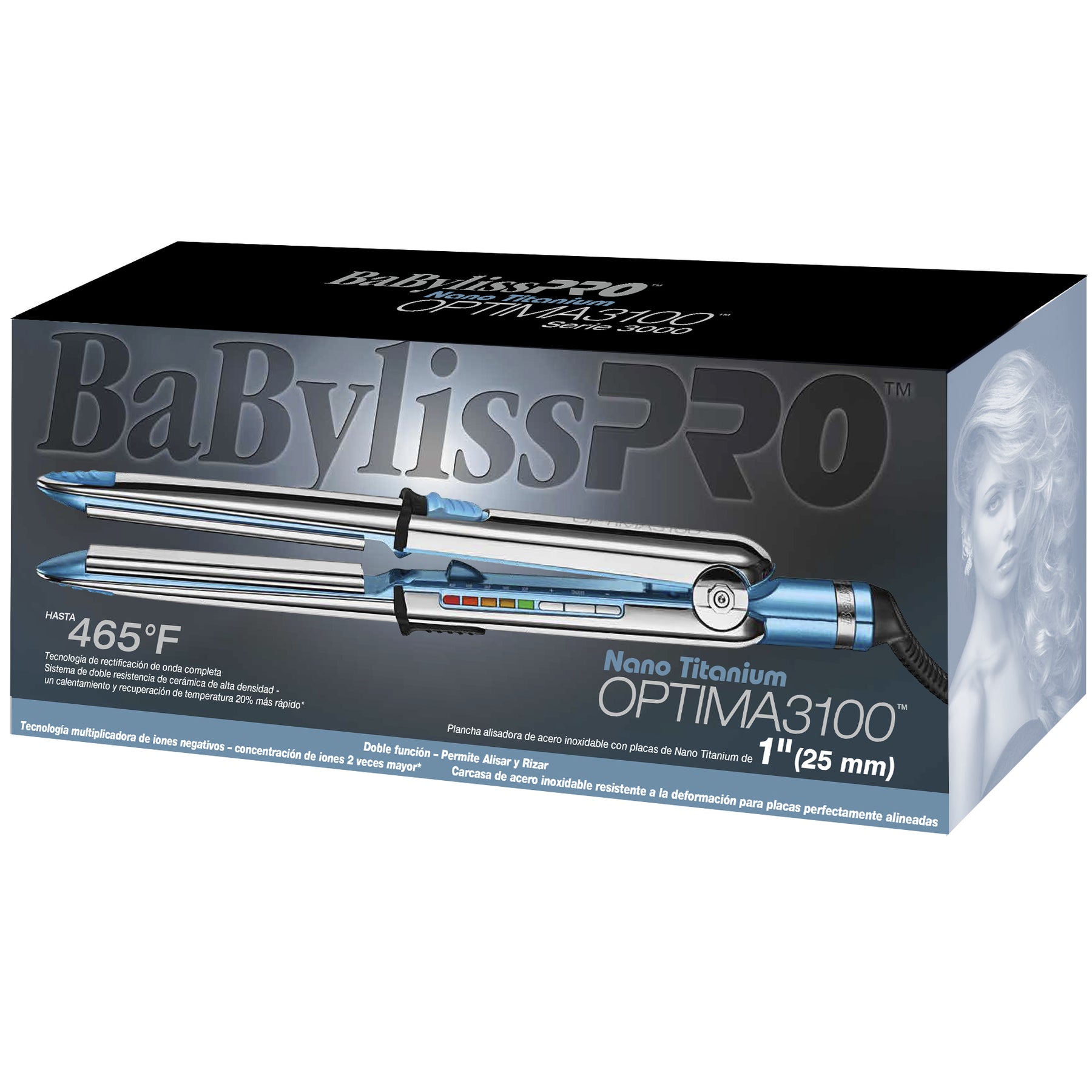 BaBylissPRO Nano Titanium Optima 1” Stainless Steel Flat Iron