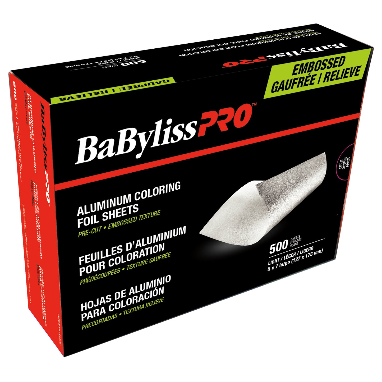 BaBylissPRO Aluminum Coloring Foil, 500 Sheets embossed light