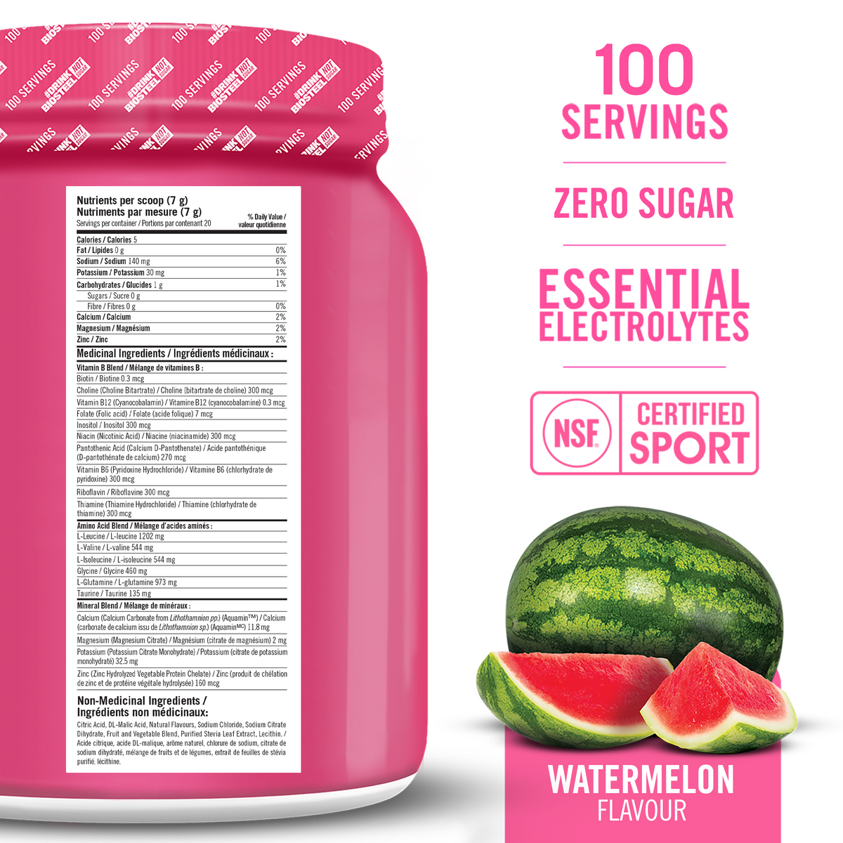 HYDRATION MIX / Watermelon - 100 Servings - ProCare Outlet by BioSteel Sports Nutrition