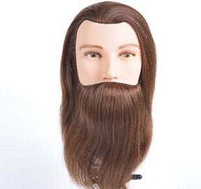 Prohair Mannequin Head Male - Mannequin Training Head Suitable for Coloring Blow Drying Bleaching Cutting, 100% Humun Hair High Density with Beard - by Prohair |ProCare Outlet|