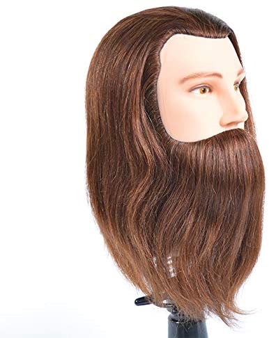 Prohair Mannequin Head Male - Mannequin Training Head Suitable for Coloring Blow Drying Bleaching Cutting, 100% Humun Hair High Density with Beard - by Prohair |ProCare Outlet|