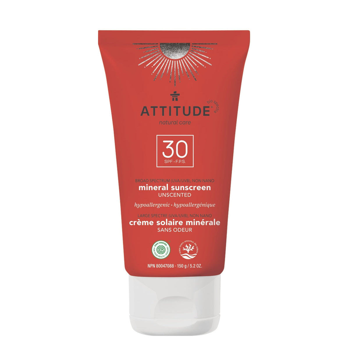 Moisturizer Mineral Sunscreen : SPF 30 - Unscented - by ATTITUDE |ProCare Outlet|