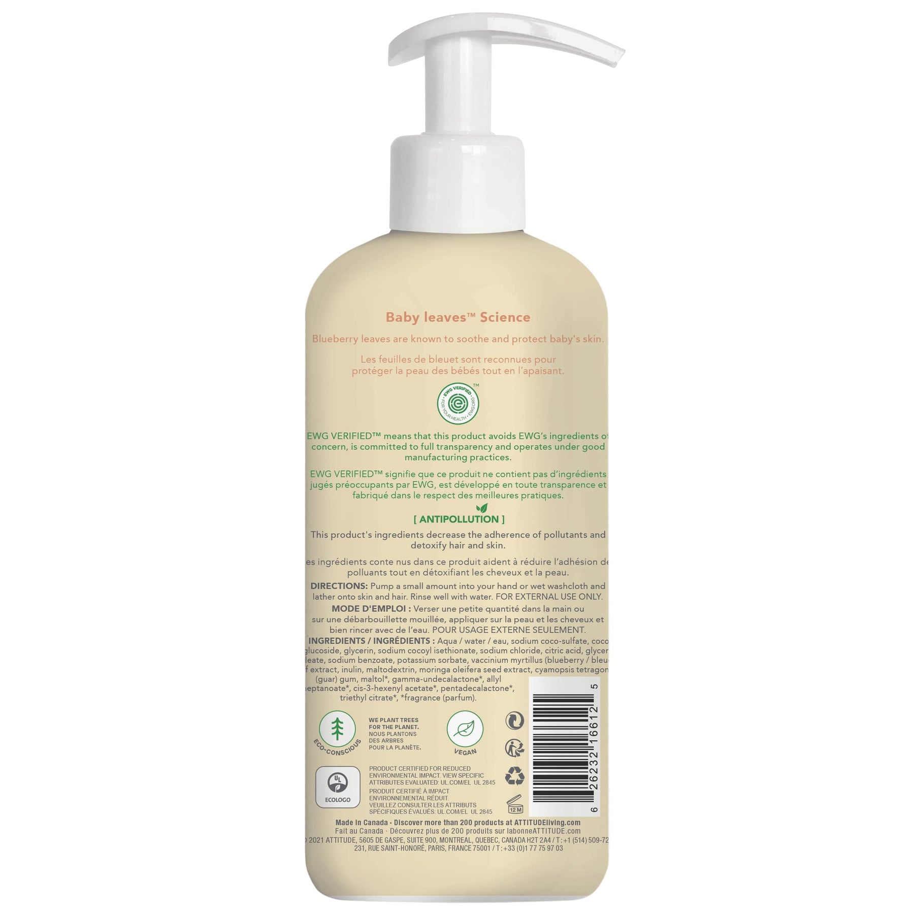 Attitude - 2-in-1 Shampoo & Body Wash : BABY LEAVES™ - by Attitude |ProCare Outlet|