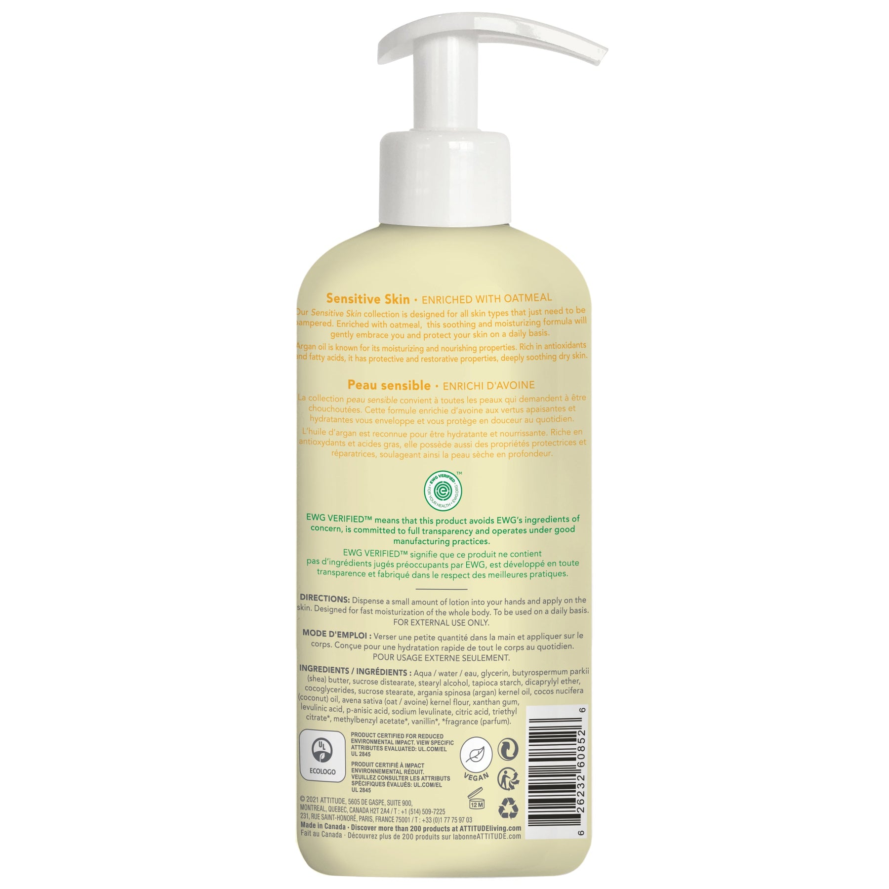 Body Lotion : SENSITIVE SKIN - by Attitude |ProCare Outlet|