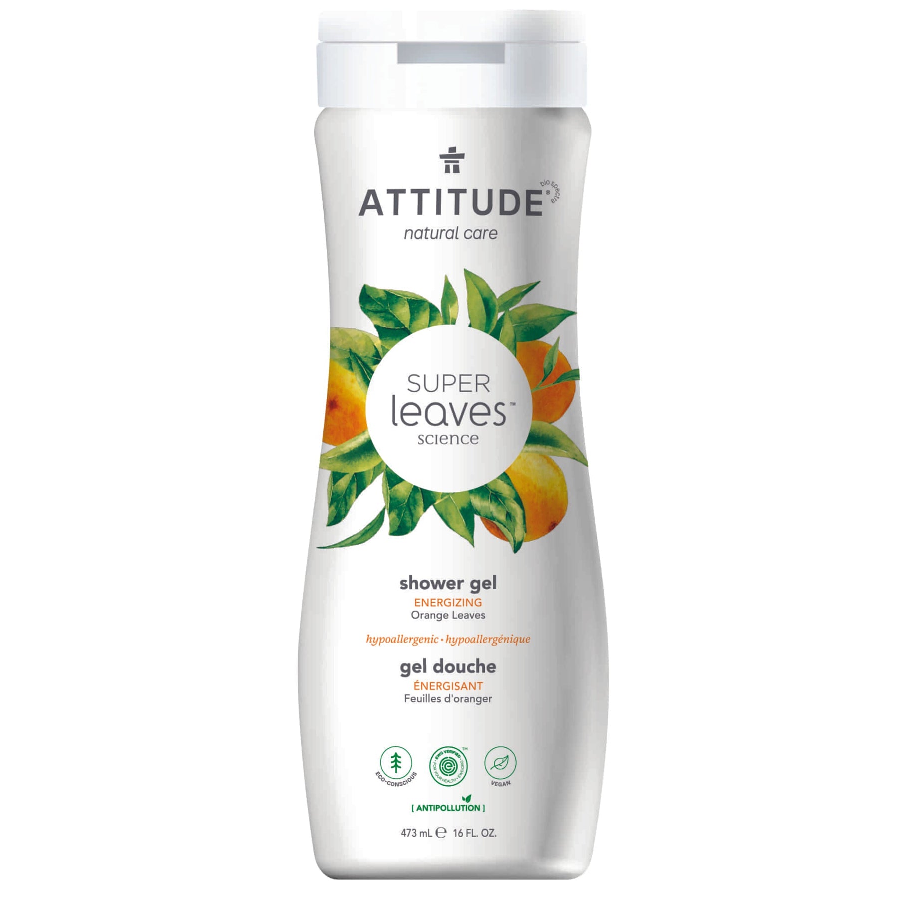 Shower Gel : SUPER LEAVES™ - Orange Leaves / 473 mL - by ATTITUDE |ProCare Outlet|