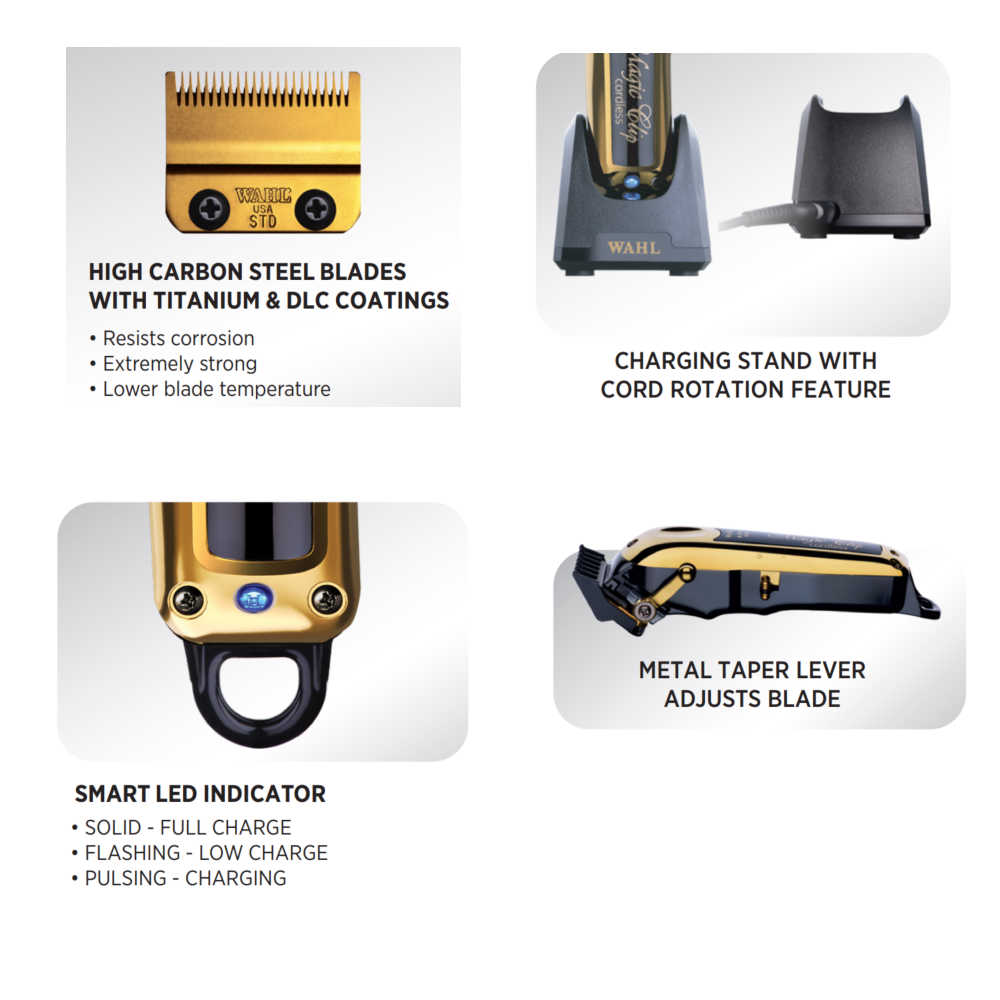 Wahl 5 Star Magic Clip Gold - 56445 - Includes Charging Stand & Cutting Guides - ProCare Outlet by Wahl