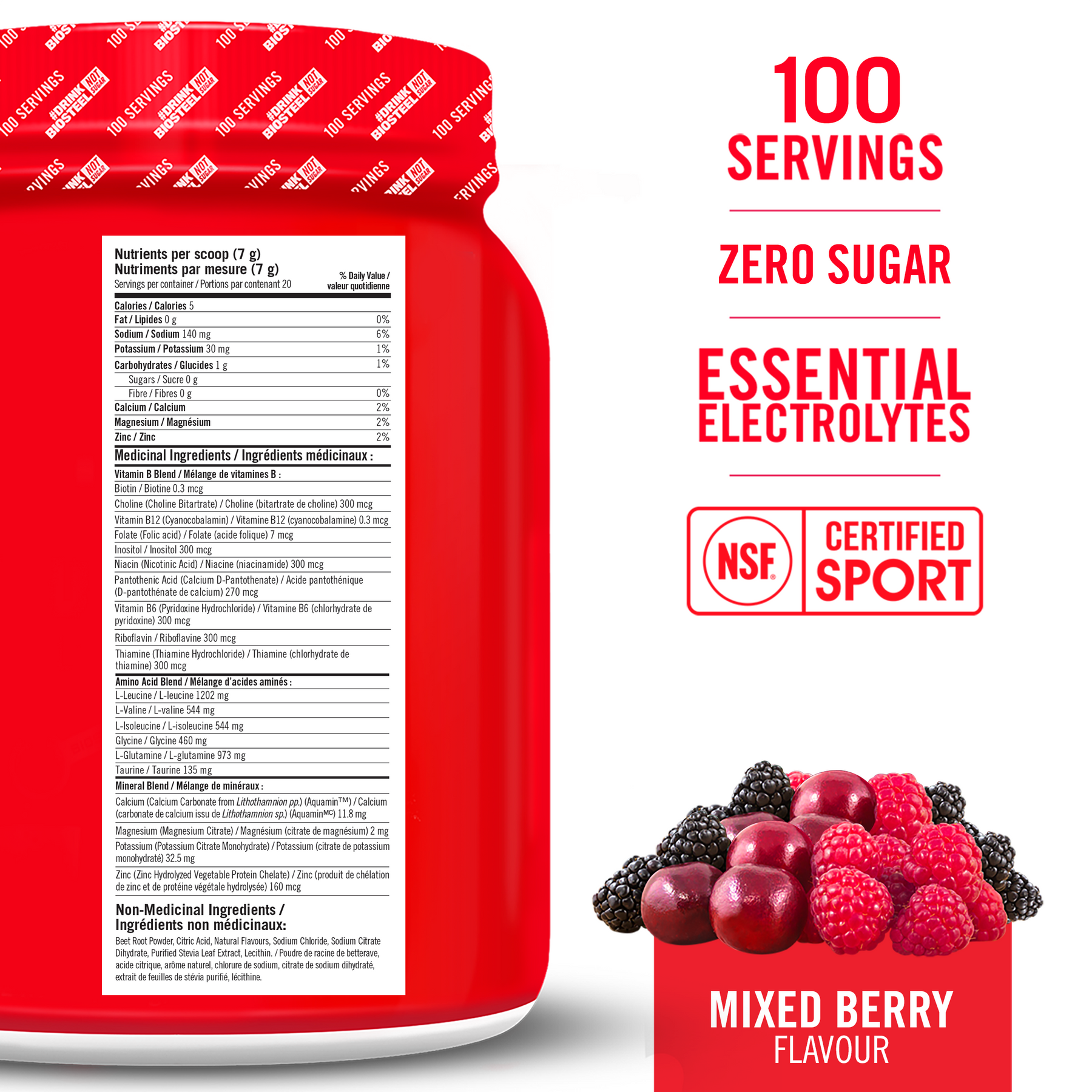 HYDRATION MIX / Mixed Berry - 100 Servings - by BioSteel Sports Nutrition |ProCare Outlet|