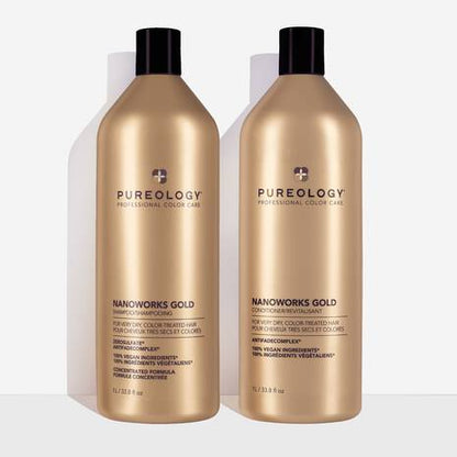 Pureology Nanoworks Gold Shampoo and Conditioner Duo 1L – front packshot on white