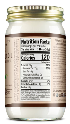 White Kernel - Regenerative Organic Coconut Oil - 14 oz - by Dr Bronner's |ProCare Outlet|