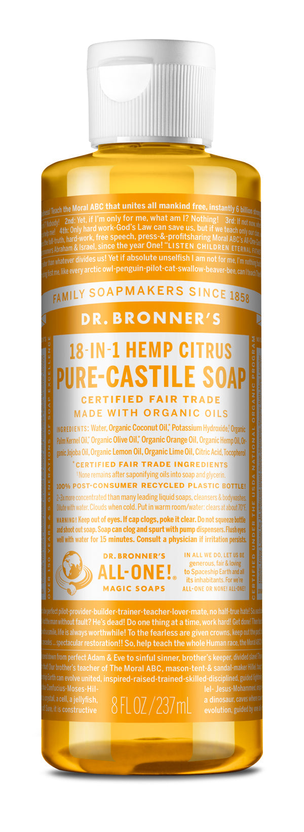 Citrus - Pure-Castile Liquid Soap - 8 oz - ProCare Outlet by Dr Bronner's