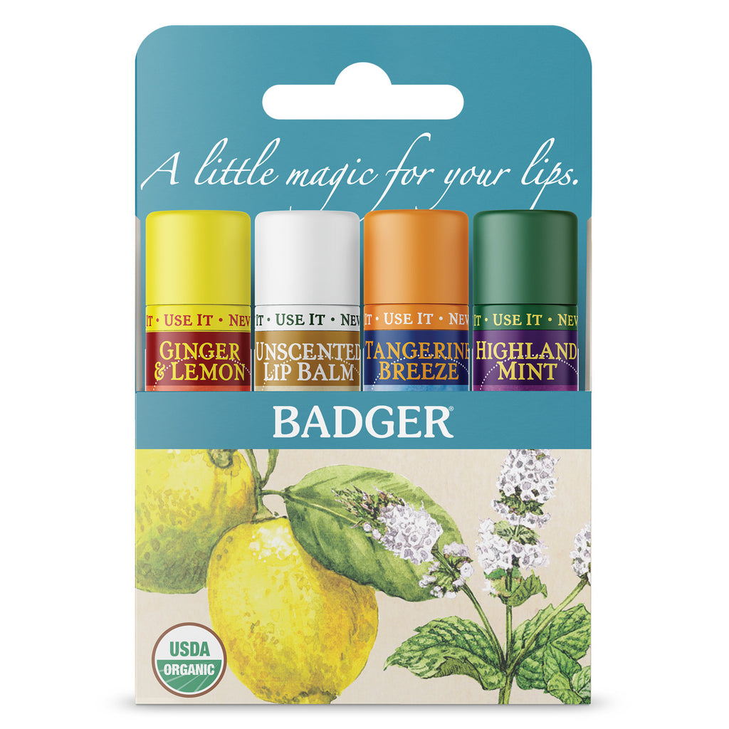 Badger - Classic Lip Balm 4-Pack - Blue Box | 4 x 0.15 oz | - by Badger |ProCare Outlet|