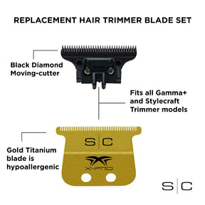 S|C Wide Gold X-Pro Fixed Trimmer Blade w/DLC Deep Tooth Cutter - ProCare Outlet by StyleCraft