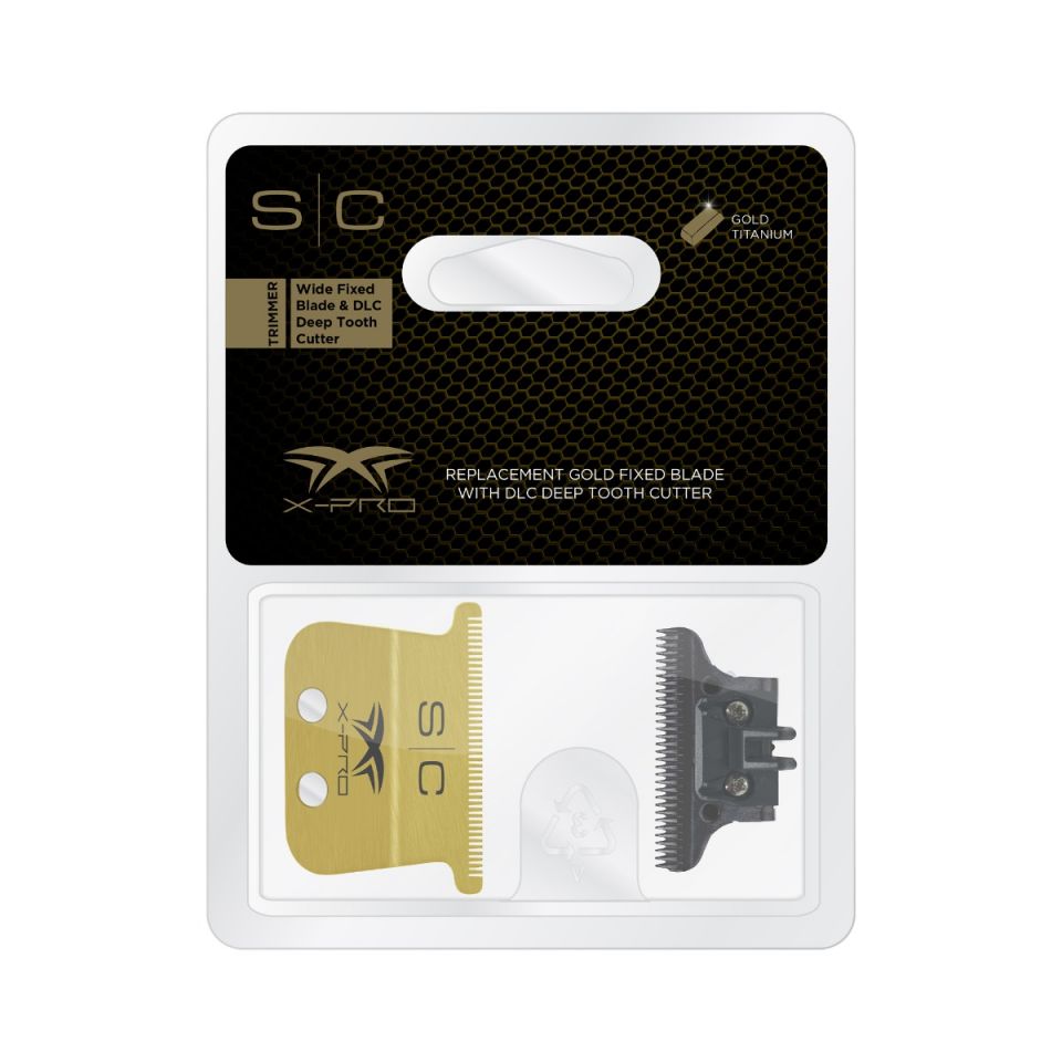 S|C Wide Gold X-Pro Fixed Trimmer Blade w/DLC Deep Tooth Cutter - ProCare Outlet by StyleCraft