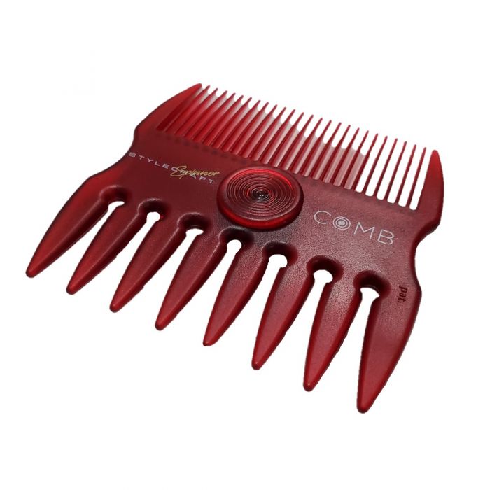 StyleCraft - 2 in 1 Spinner Fine/Coarse Tooth Texturizing and Grooming Hair Comb (Red) - by StyleCraft |ProCare Outlet|