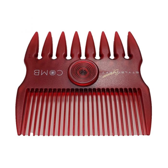 StyleCraft - 2 in 1 Spinner Fine/Coarse Tooth Texturizing and Grooming Hair Comb (Red) - by StyleCraft |ProCare Outlet|