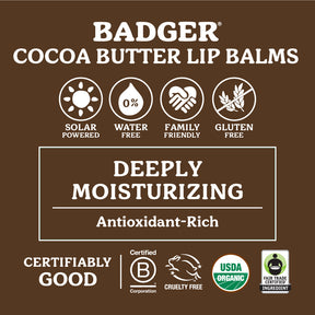 Badger - Tea Tree Lip Balm - Cocoa Butter |0.25 oz | - ProCare Outlet by Badger